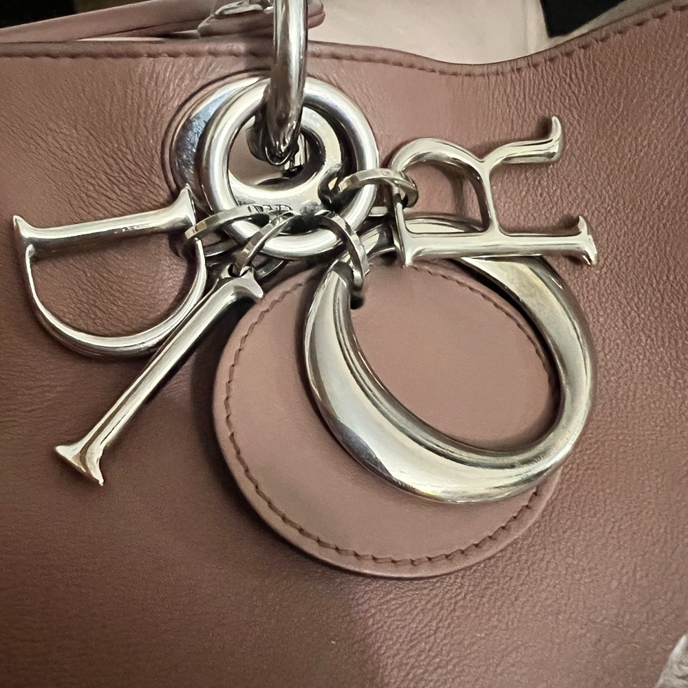 Christian Dior large Diorissimo Leather Satchel Dusty Rose-Taupe removable pouch - Picture 9 of 16